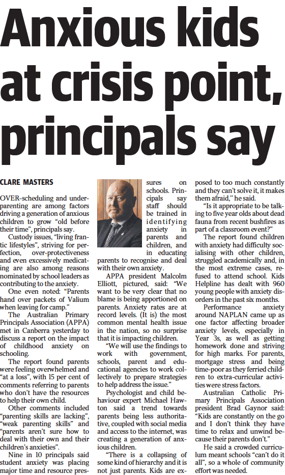Anxious kids at crisis point, principals say